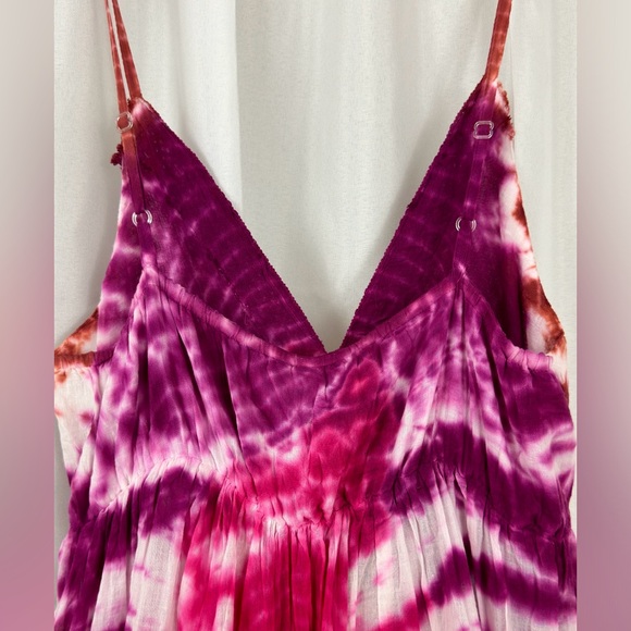 RAGA - Boho Spaghetti Strap Tie Dye Babydoll Dress Crocheted Trim  Mediu… - Picture 8 of 12